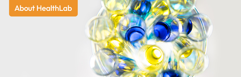 Image of a yellow, blue and clear molecule.